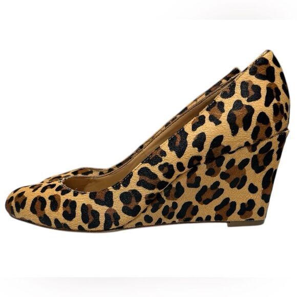 J. Crew Sylvia Calf Hair Leopard Print Wedges Cheetah Print Wedged Heels Size 7 - Picture 5 of 13